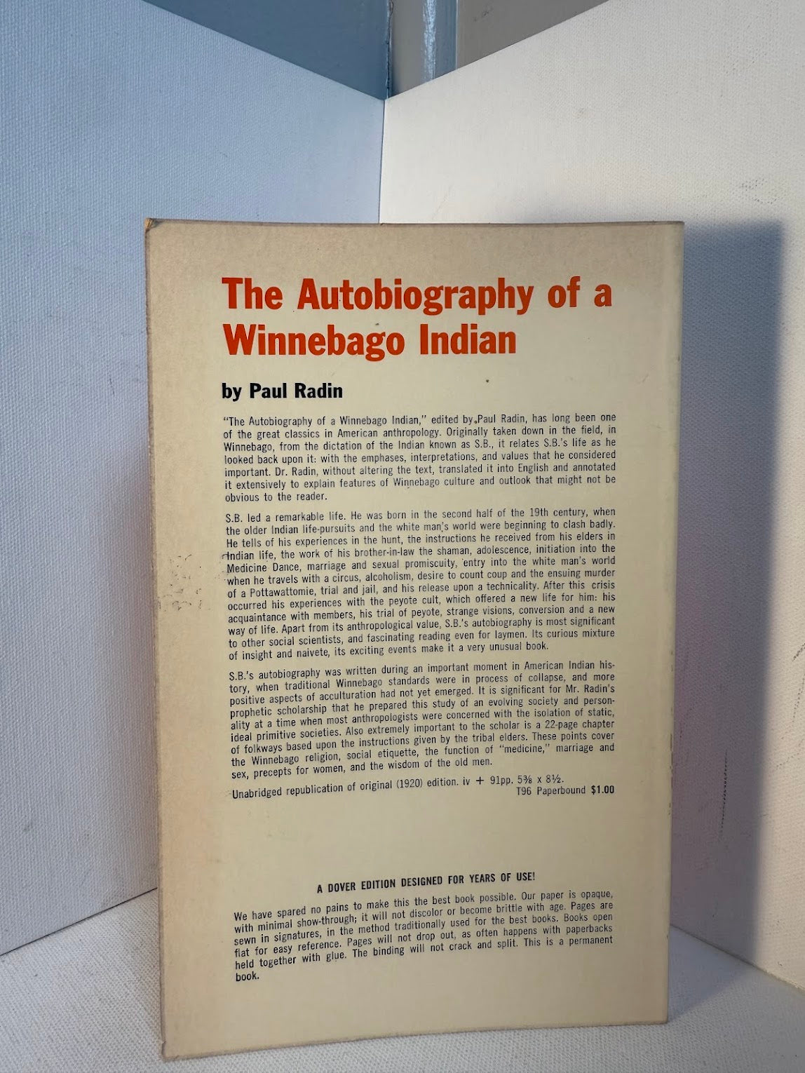 The Autobiography of a Winnebago Indian by Paul Radin
