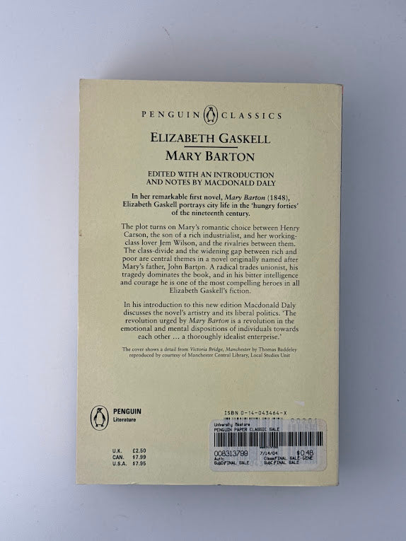 Mary Barton by Elizabeth Gaskell