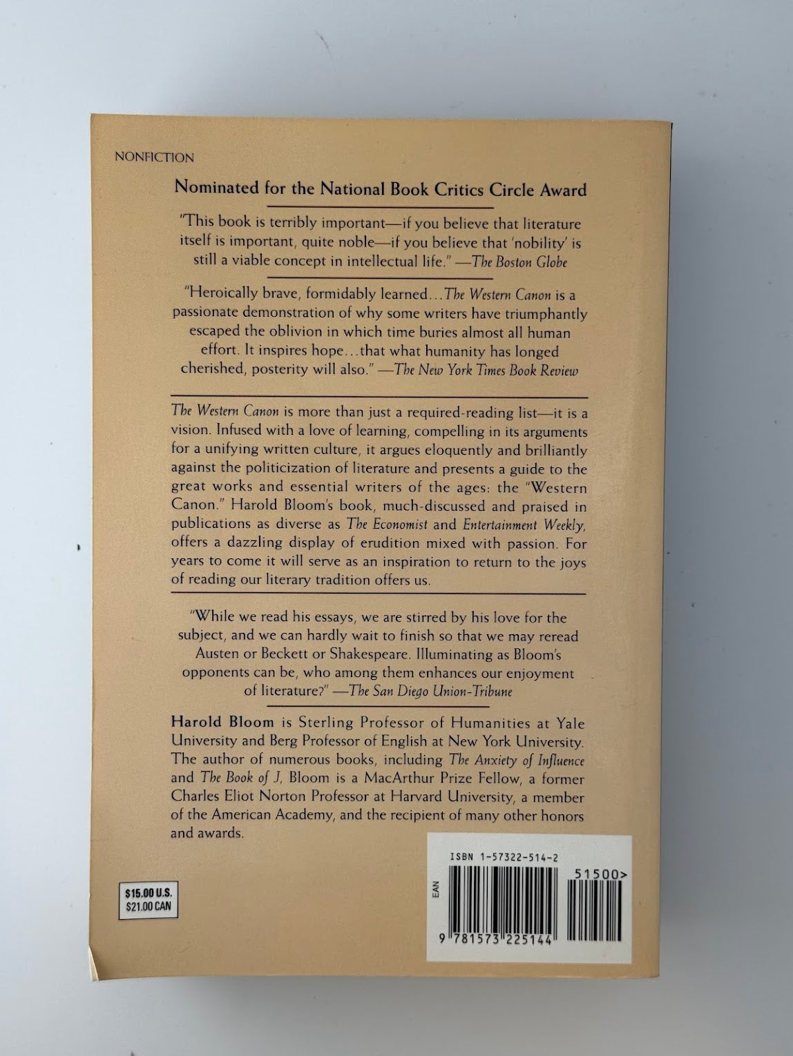 The Western Canon by Harold Bloom
