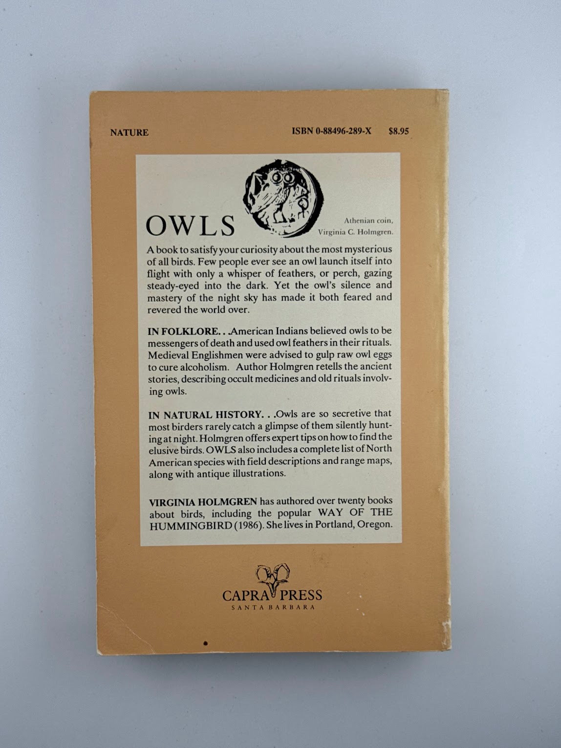 Owls in Folklore and Natural History by Virginia C, Holmgren