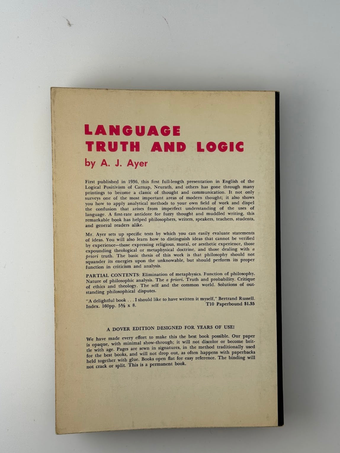 Language Truth and Logic by A.J. Ayer