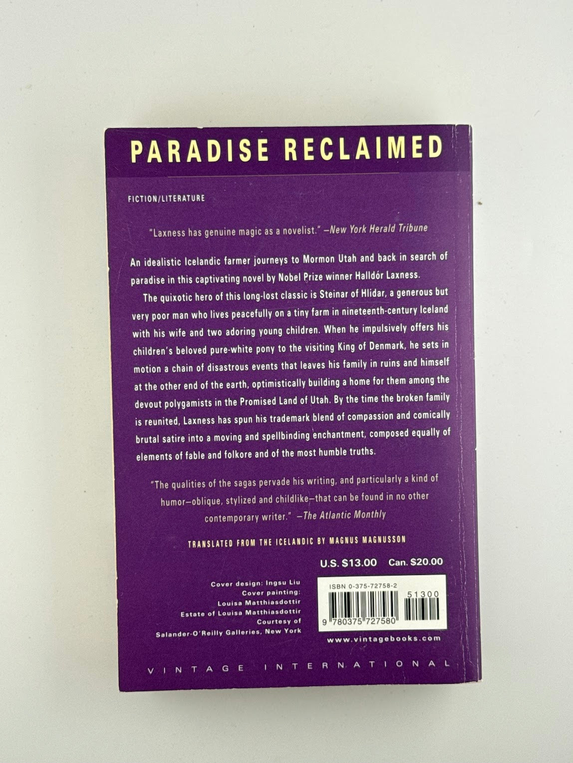 Paradise Reclaimed by Halldor Laxness
