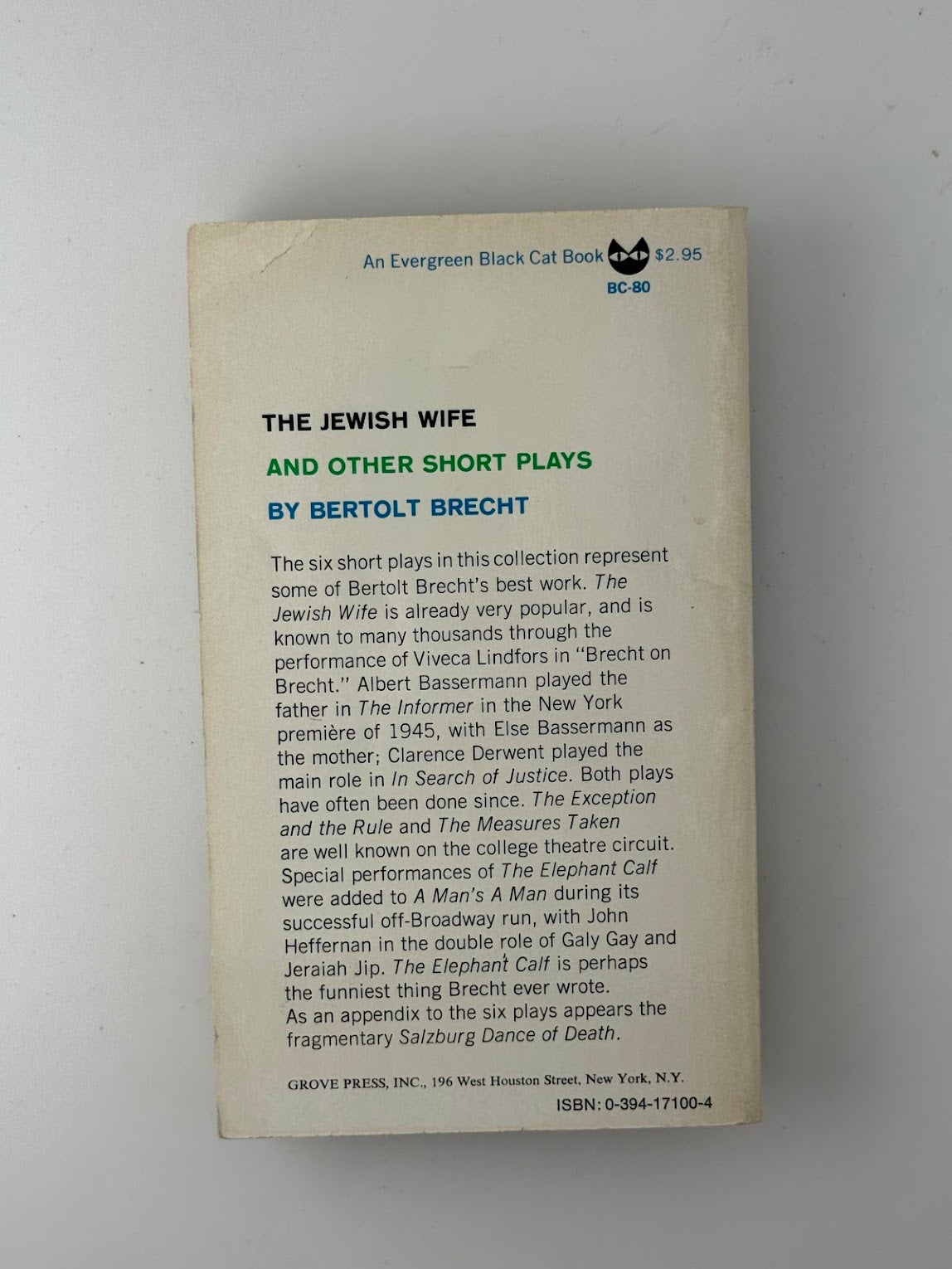 The Jewish Wife & Other Short Plays by Bertolt Brecht