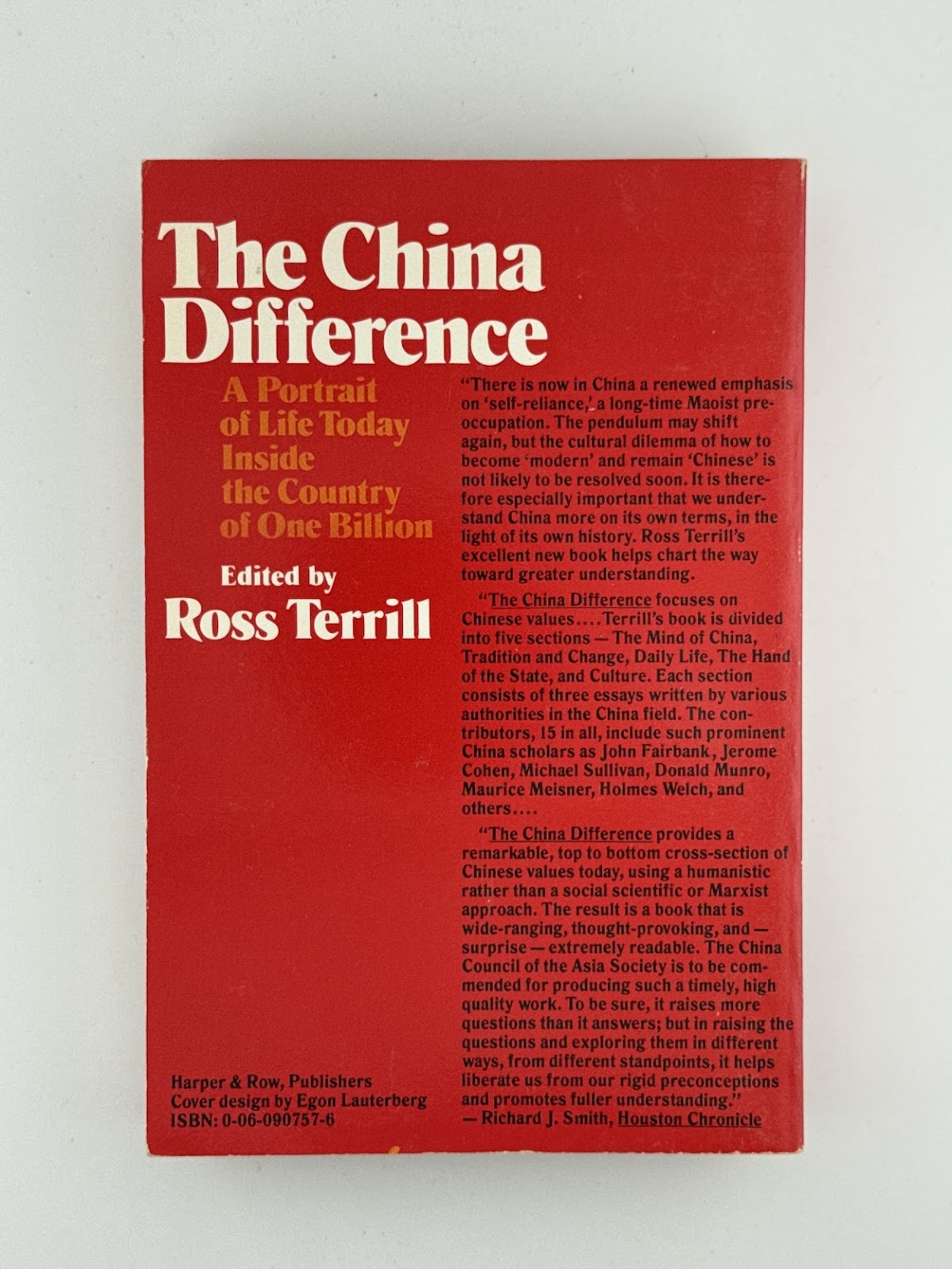 The China Difference edited by Ross Terrill