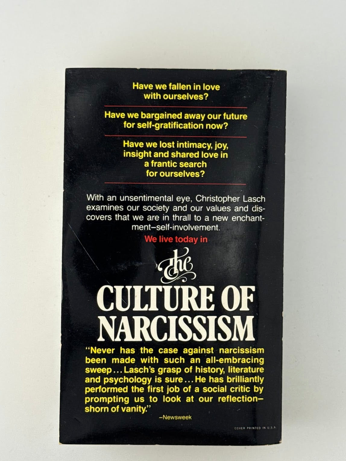 The Culture of Narcissism by Christopher Lasch