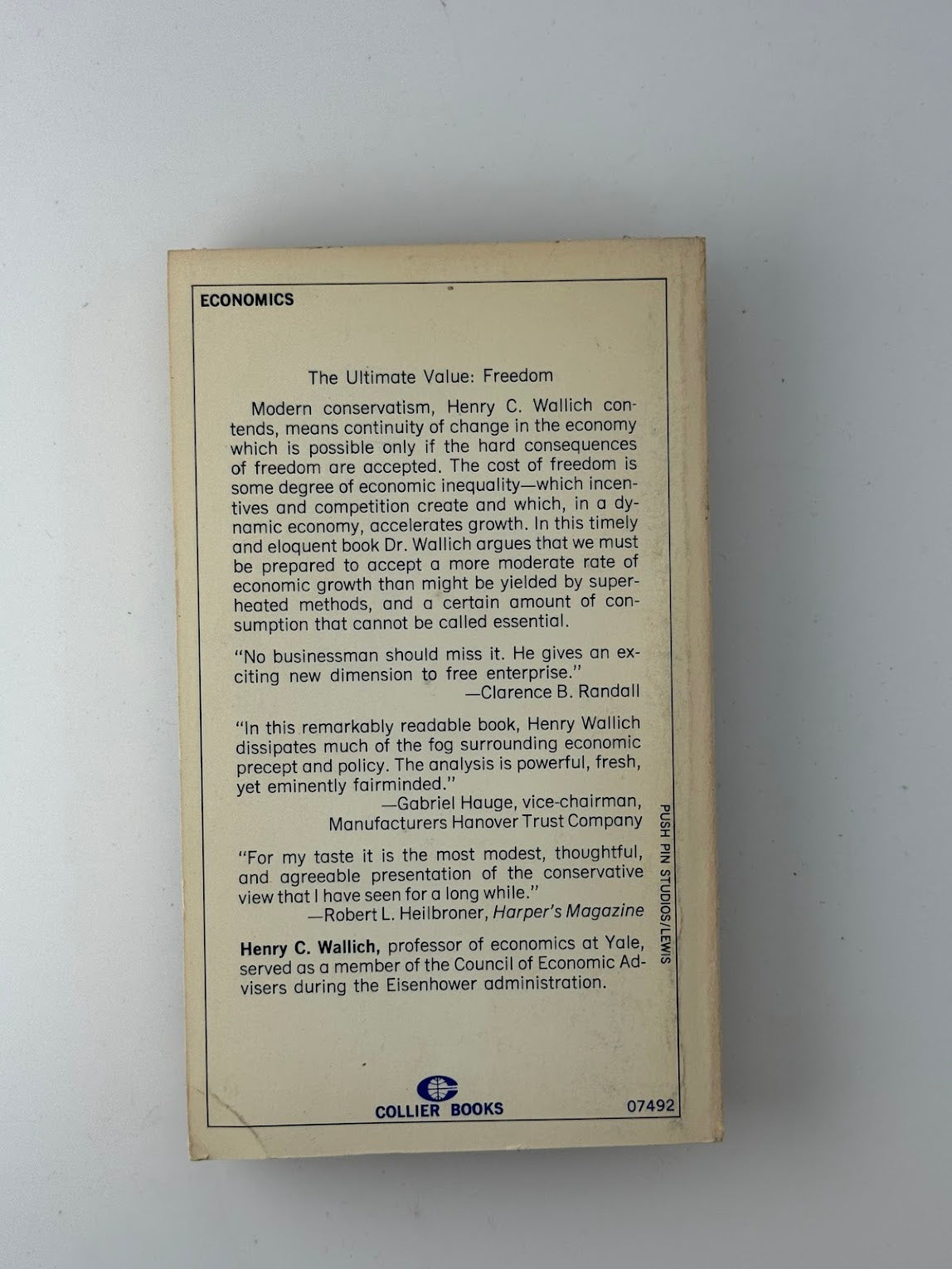 The Cost of Freedom - Conservatism and Modern Capitalism by Henry C. Wallich