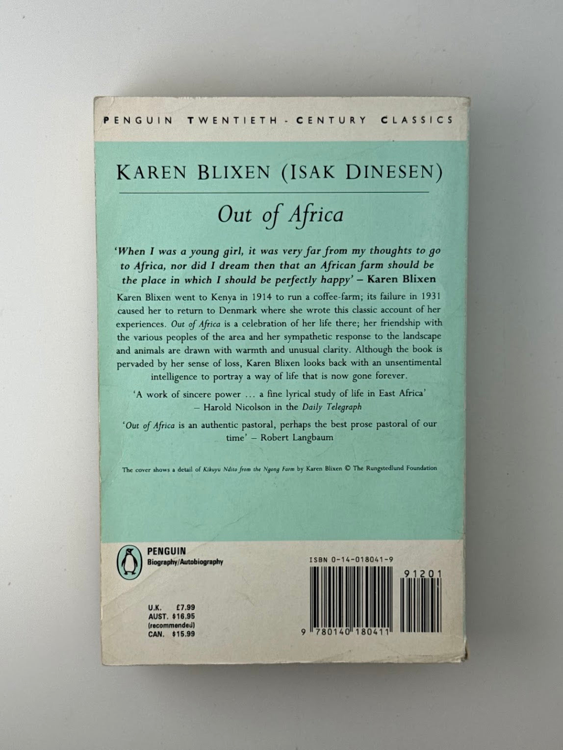 Out of Africa by Karen Blixen