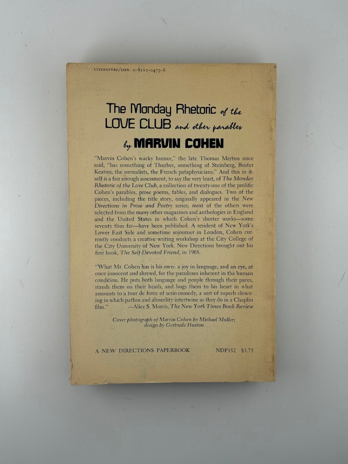 The Monday Rhetoric of the Love Club and Other Parables by Marvin Cohen