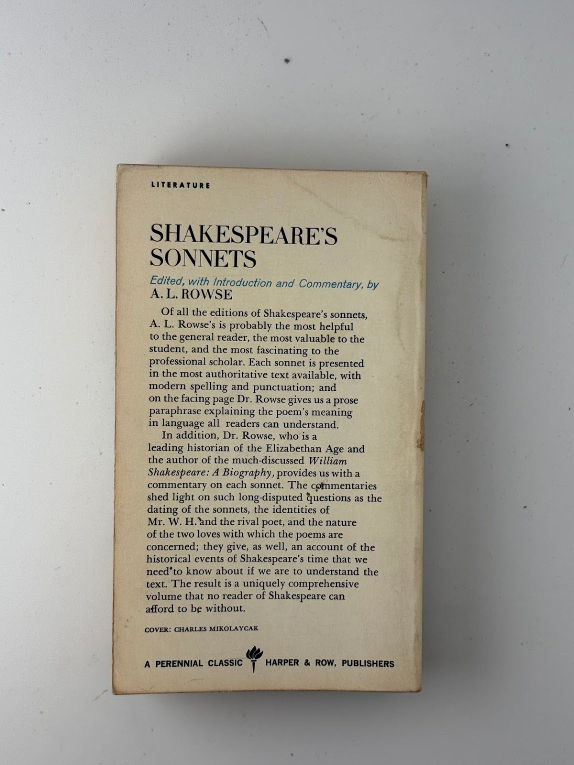 Shakespeare's Sonnets edited by A.L. Rowse