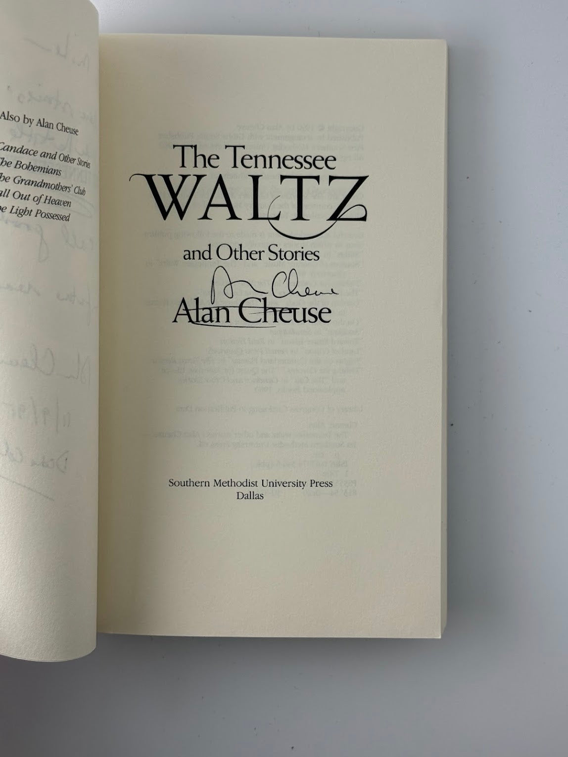 (Signed) The Tennessee Waltz and Other Stories by Alan Cheuse