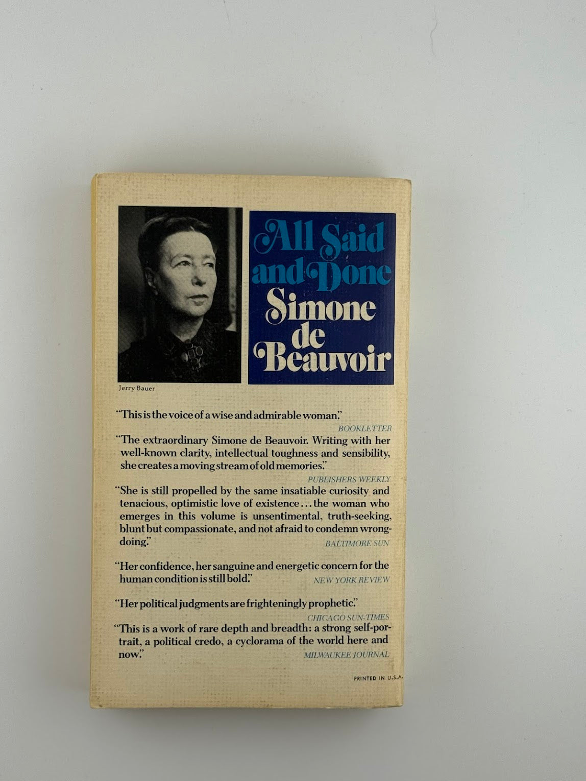 All Said and Done by Simone de Beauvoir
