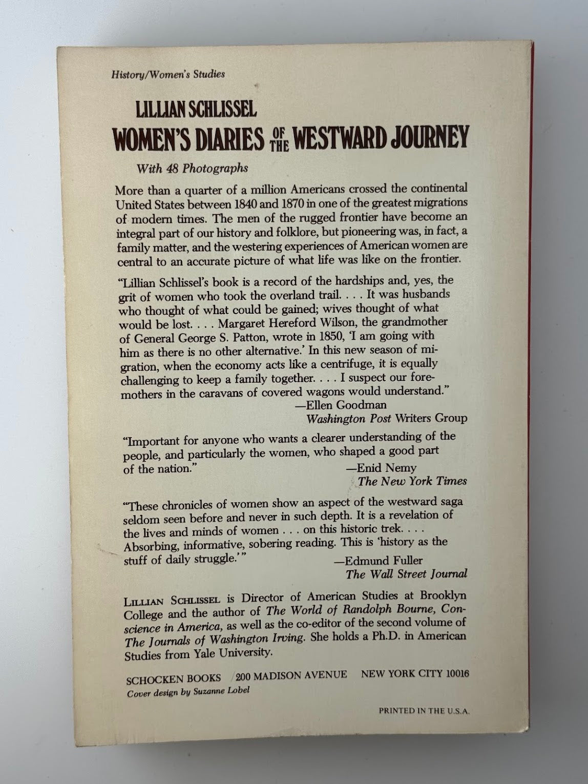 Women's Diaries of the Westward Journey by Lillian Schlissel