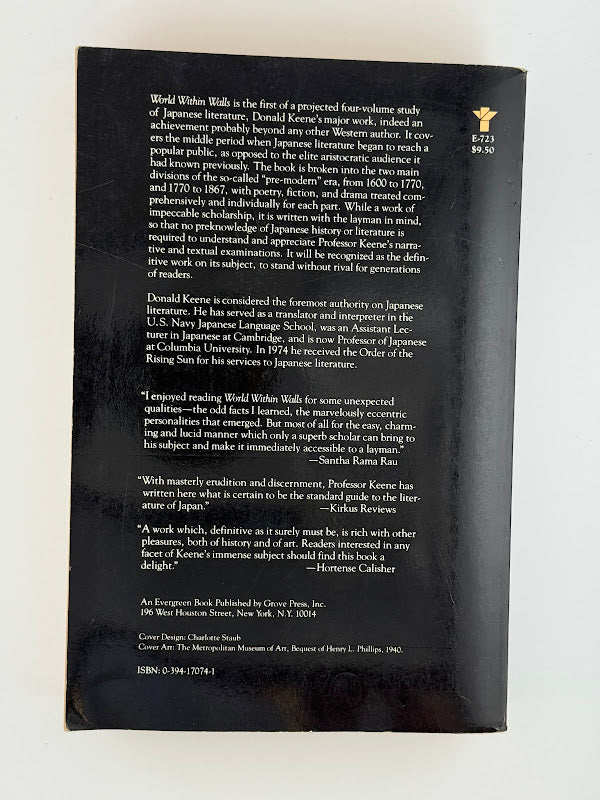 World Within Walls - Japanese Literature of the Pre Modern Era 1600-1867 by Donald Keene
