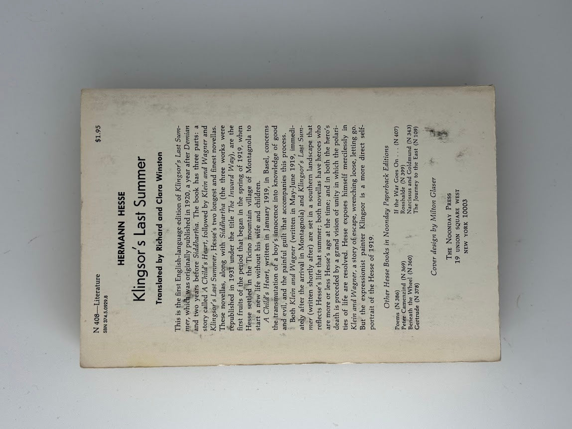 Klingsor's Last Summer by Hermann Hesse