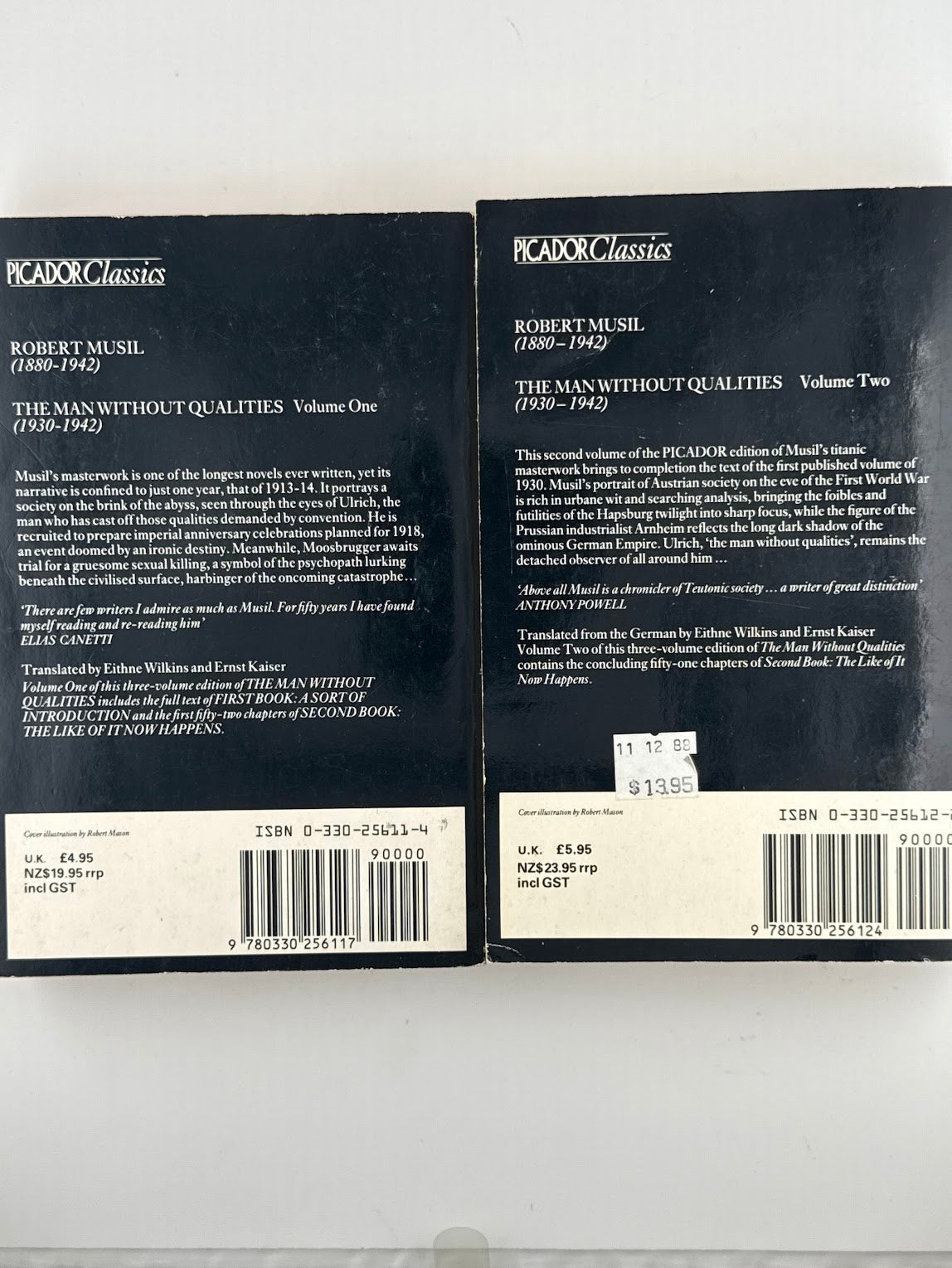 The Man Without Qualities Volume One and Two by Robert Musil