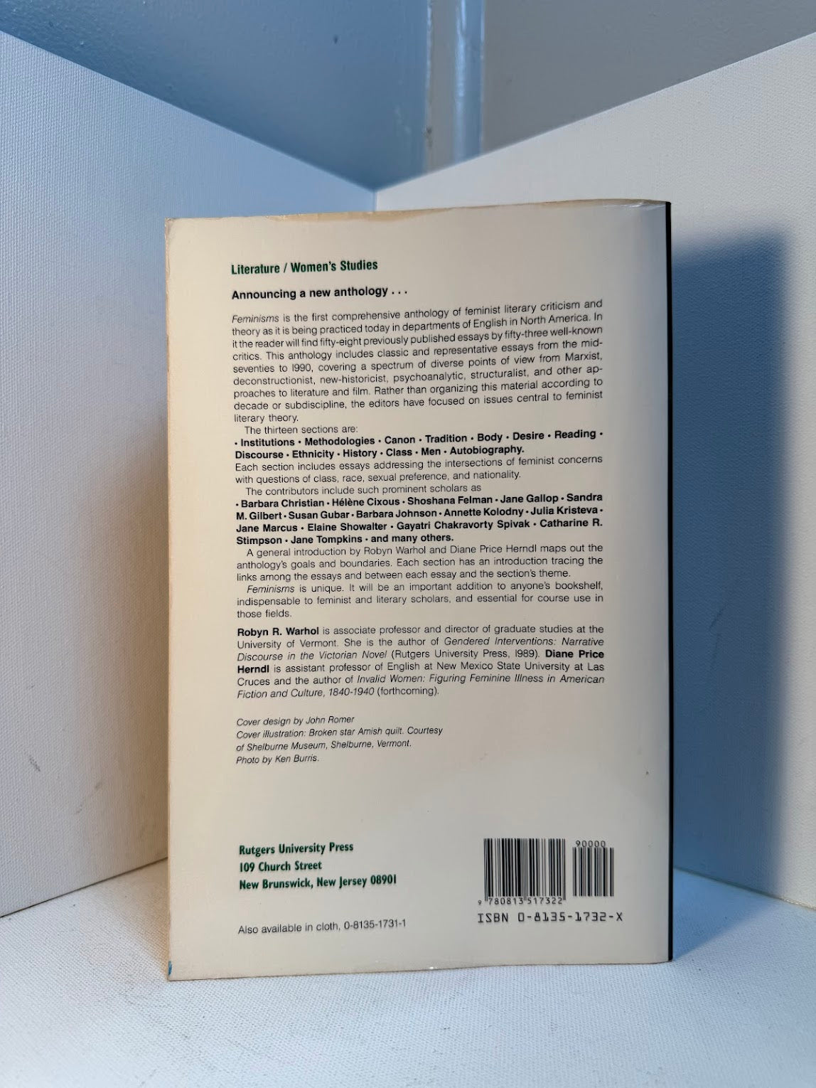 Feminisms - An Anthology of Literary Theory and Criticism edited by Robyn R. Warhol and Diane Price Herndl
