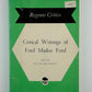 Critical Writings of Ford Madox Ford edited by Frank MacShane