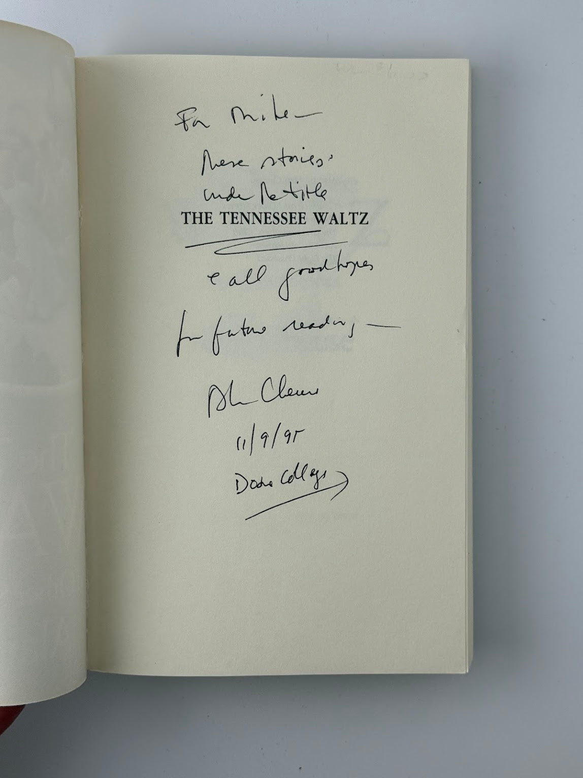 (Signed) The Tennessee Waltz and Other Stories by Alan Cheuse