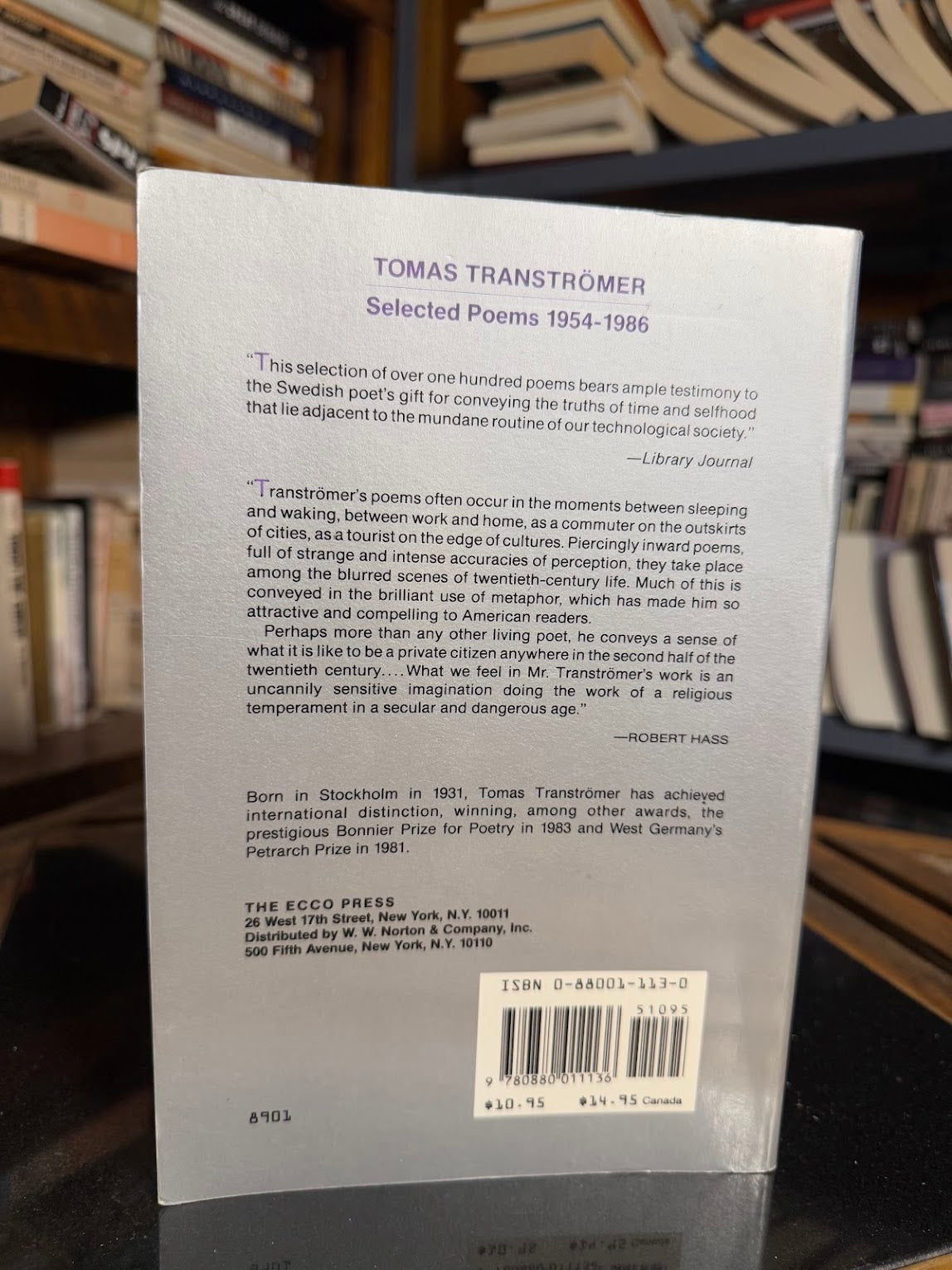 Selected Poems 1954-1986 by Tomas Transformer