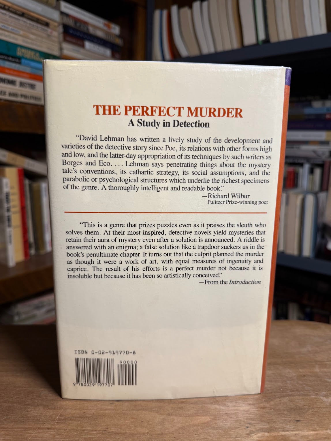 The Perfect Murder - A Study in Detection by David Lehman