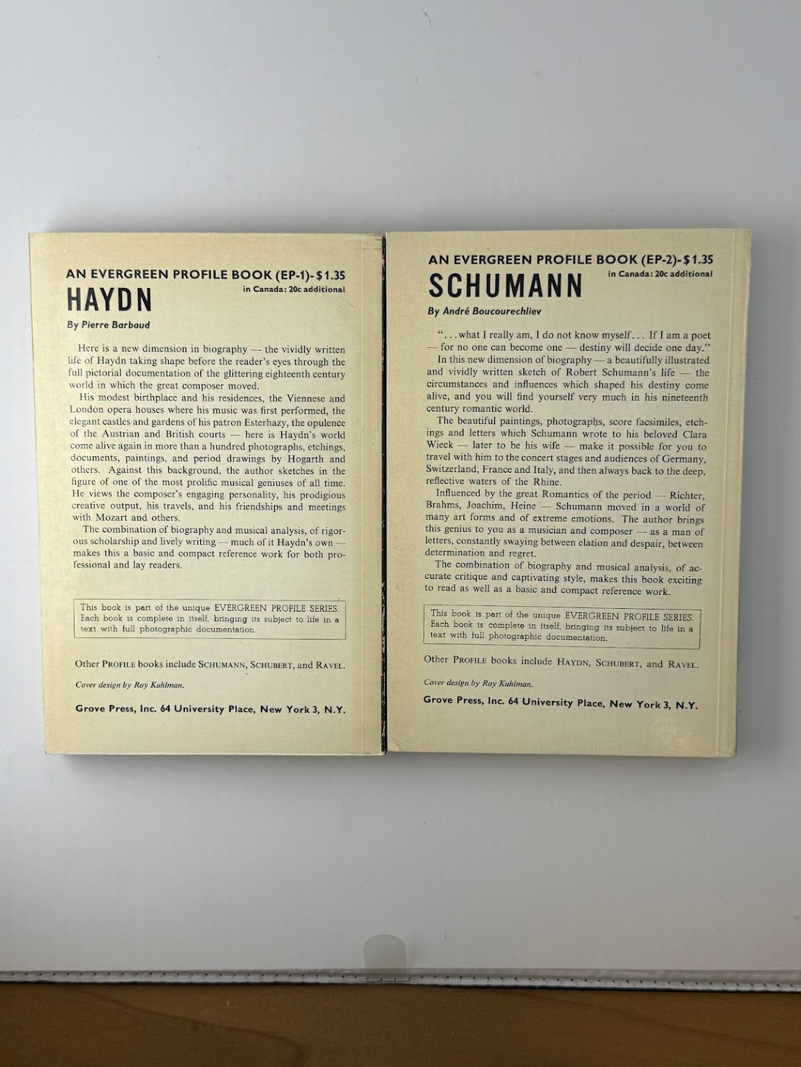 5 vintage Evergreen Profile Books Musician Biographies