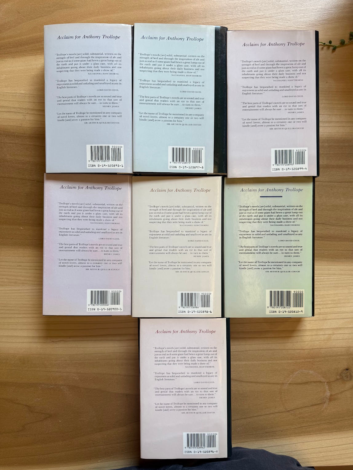 Lot of 7 Oxford Anthony Trollope volumes