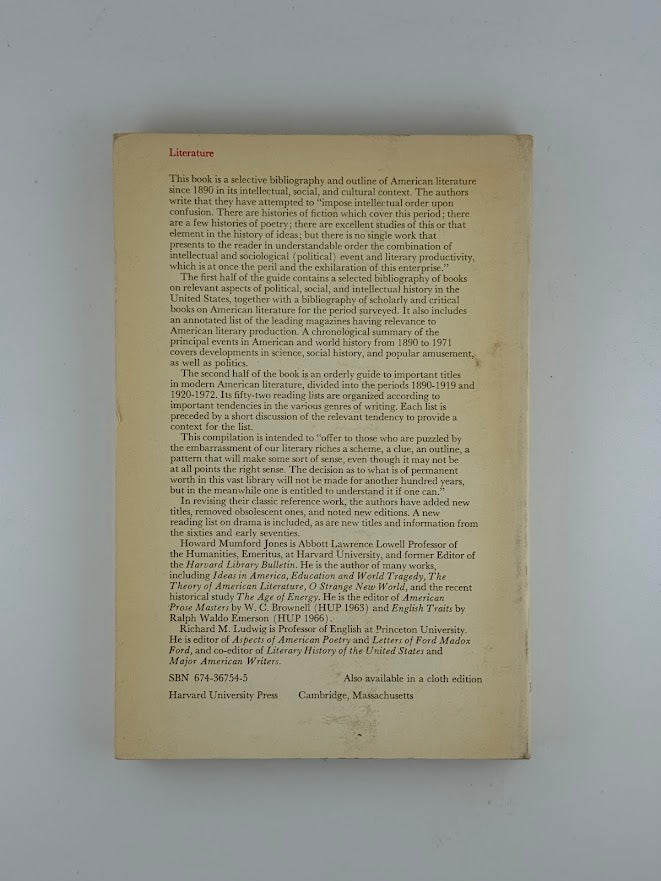 Guide to American Literature and Its Backgrounds since 1890 by Howard Mumford Jones and Richard M. Ludwig