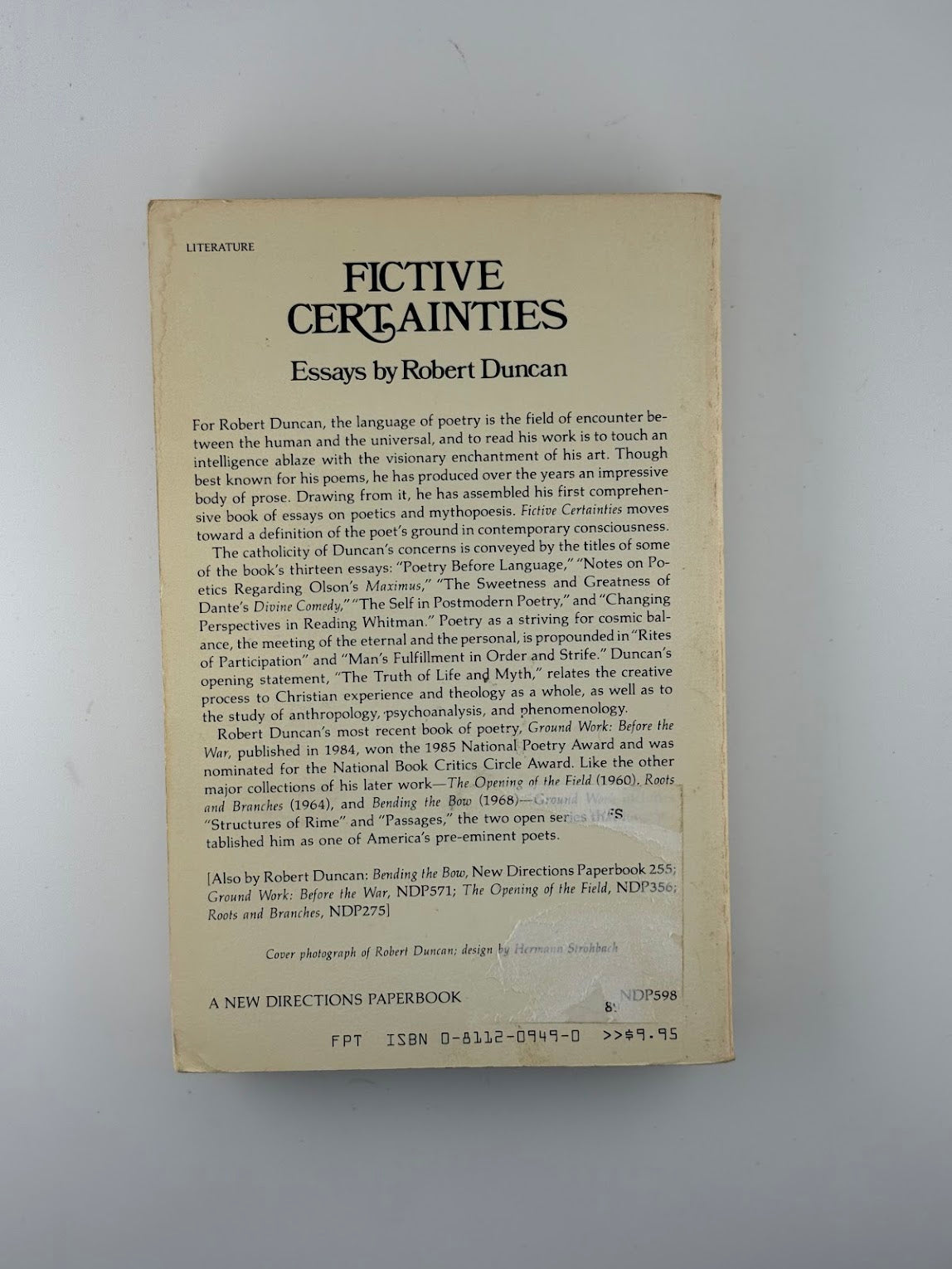 Fictive Certainties by Robert Duncan